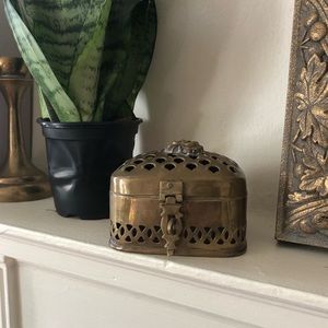Vintage Rose-Top Brass Box